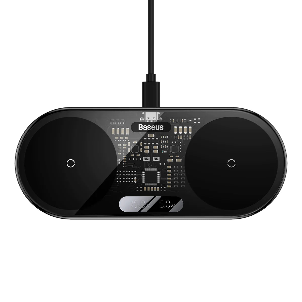 Baseus Digital LED Display 2 in 1 Wireless Charger 20W With Adaptor Black Baseus Digital LED Display 2 in 1 Wireless Charger 20W With Adaptor Black